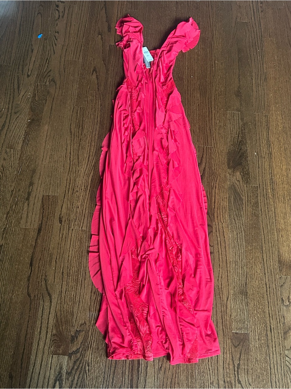 AFRM Red Ruffle V-Neck Maxi Dress - Picture 3 of 4